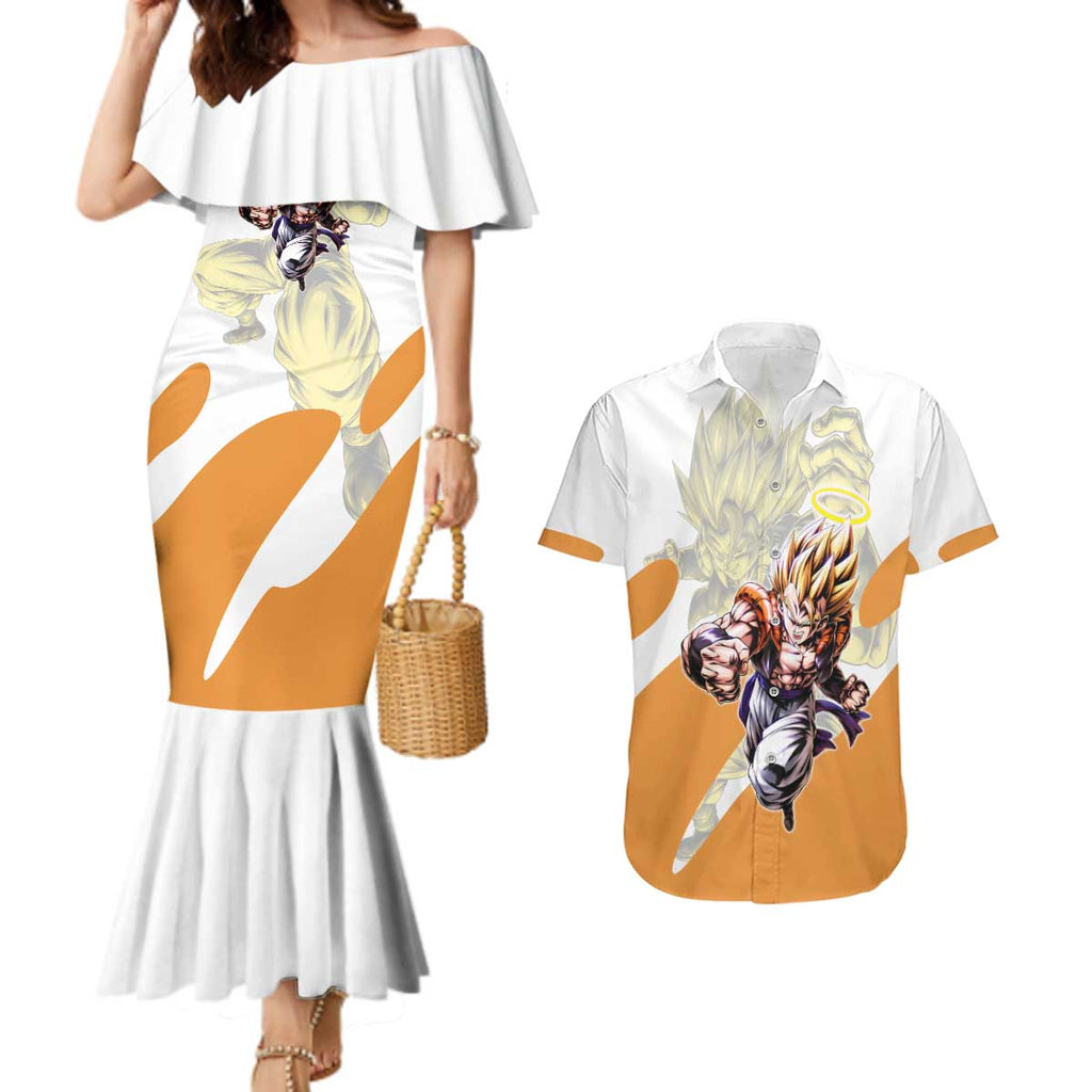 Gogeta Fusion Warrior Couples Matching Mermaid Dress and Hawaiian Shirt Energetic Anime Combat Style