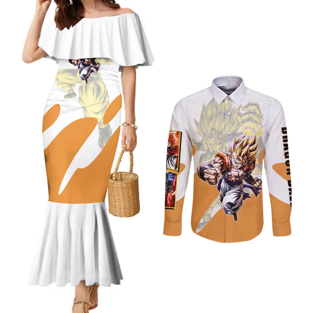 Gogeta Fusion Warrior Couples Matching Mermaid Dress and Long Sleeve Button Shirt Energetic Anime Combat Style
