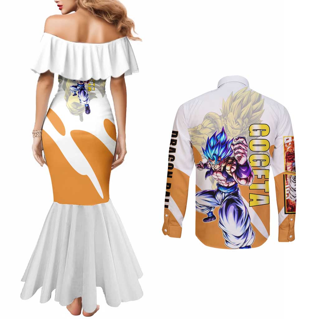 Gogeta Fusion Warrior Couples Matching Mermaid Dress and Long Sleeve Button Shirt Energetic Anime Combat Style