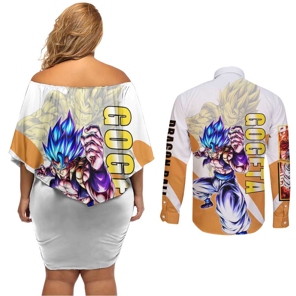 Gogeta Fusion Warrior Couples Matching Off Shoulder Short Dress and Long Sleeve Button Shirt Energetic Anime Combat Style