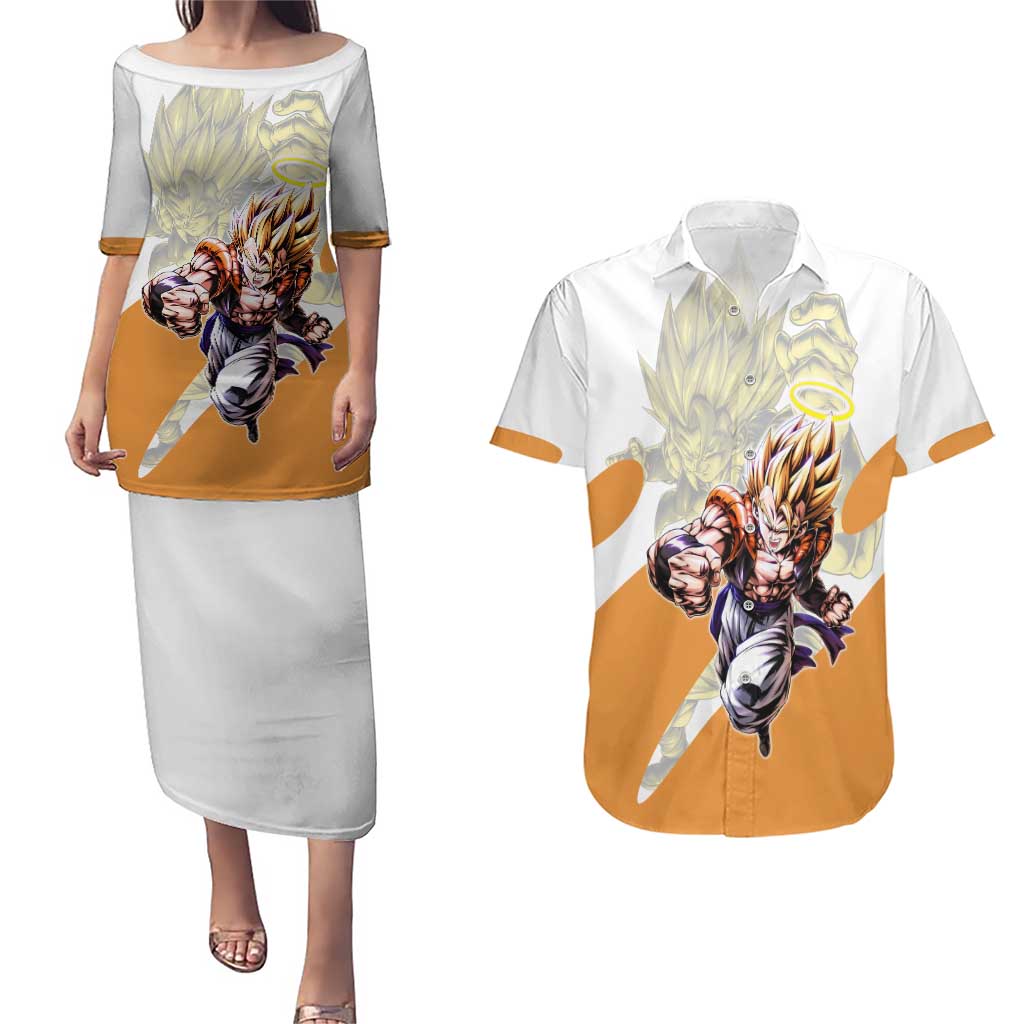 Gogeta Fusion Warrior Couples Matching Puletasi and Hawaiian Shirt Energetic Anime Combat Style