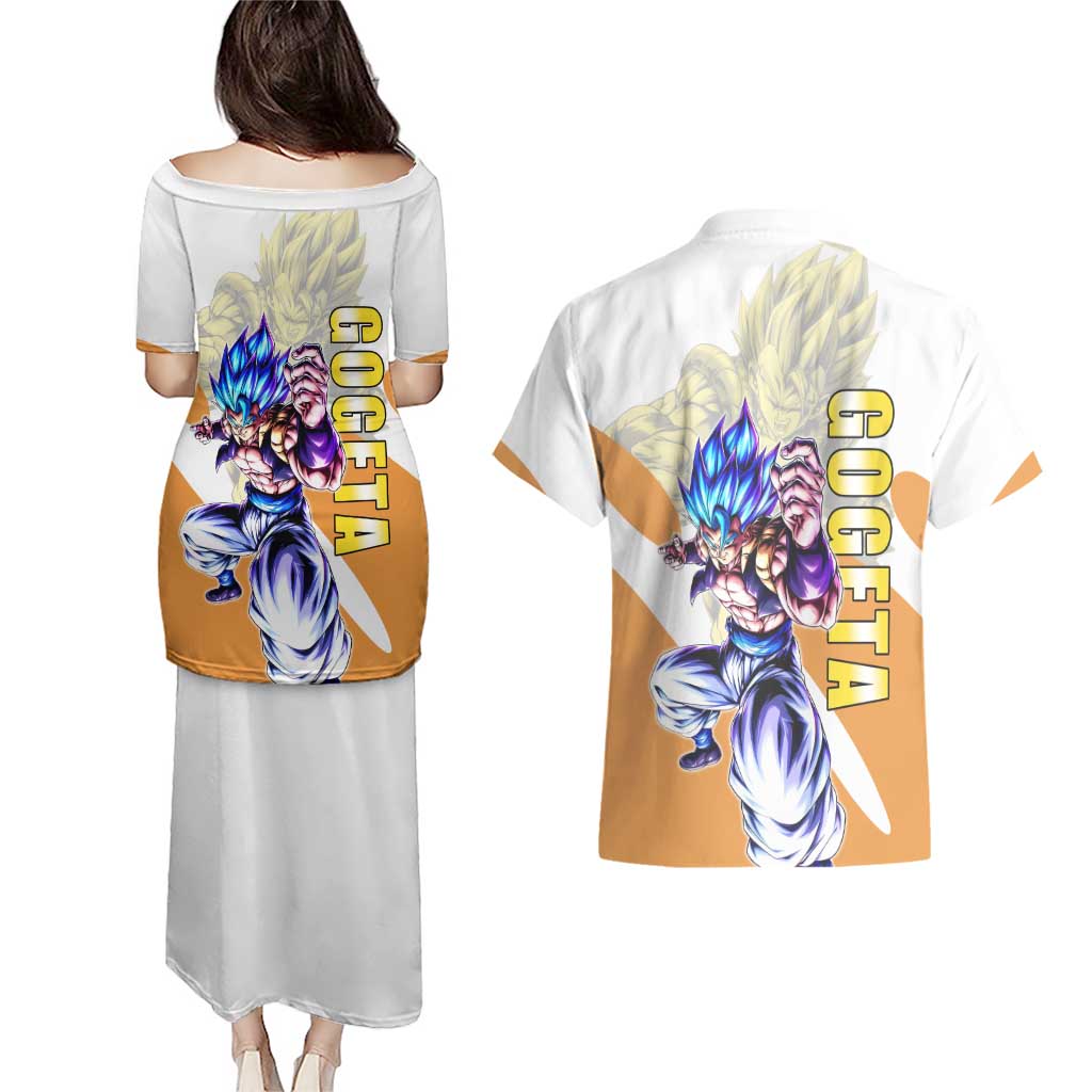 Gogeta Fusion Warrior Couples Matching Puletasi and Hawaiian Shirt Energetic Anime Combat Style