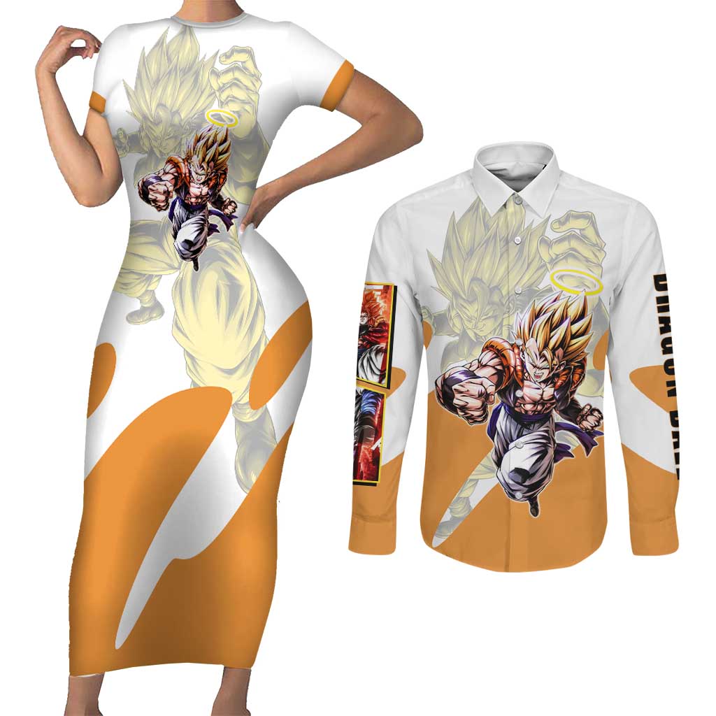 Gogeta Fusion Warrior Couples Matching Short Sleeve Bodycon Dress and Long Sleeve Button Shirt Energetic Anime Combat Style