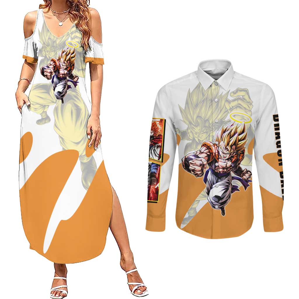 Gogeta Fusion Warrior Couples Matching Summer Maxi Dress and Long Sleeve Button Shirt Energetic Anime Combat Style