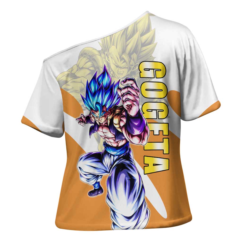 Gogeta Fusion Warrior Cross Shoulder Shirt Energetic Anime Combat Style