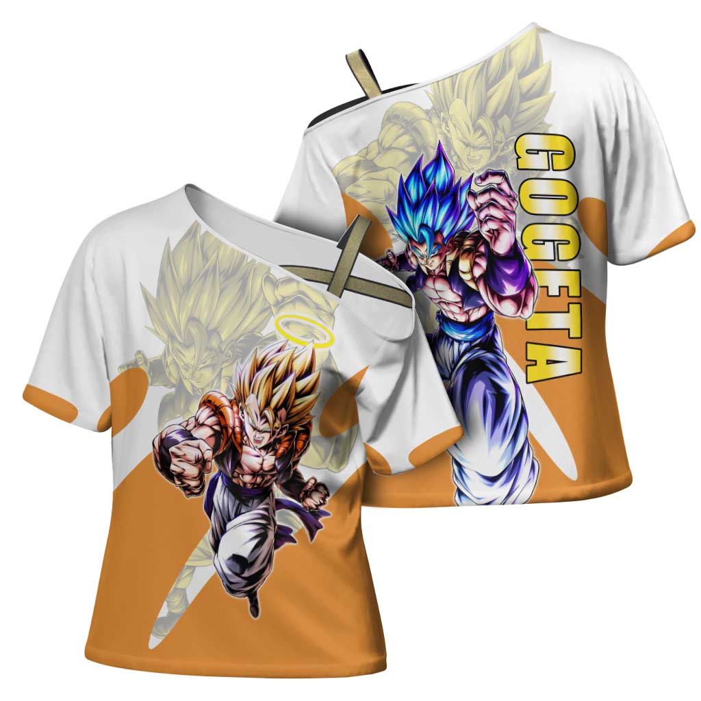 Gogeta Fusion Warrior Cross Shoulder Shirt Energetic Anime Combat Style