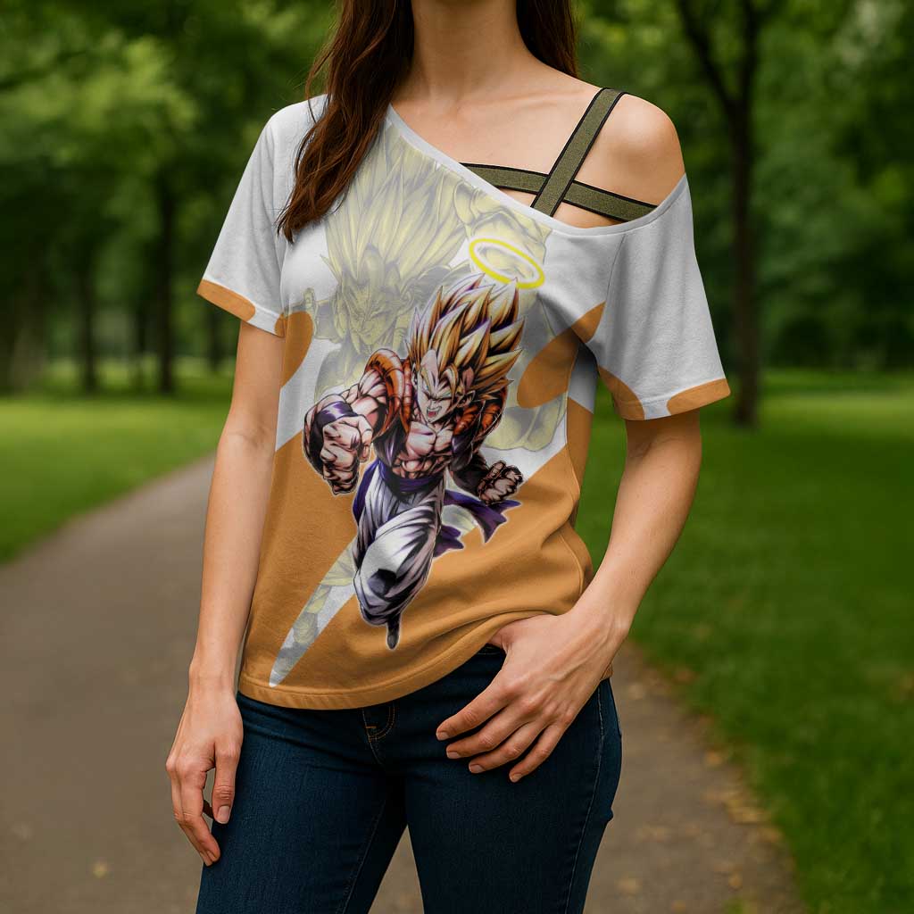 Gogeta Fusion Warrior Cross Shoulder Shirt Energetic Anime Combat Style