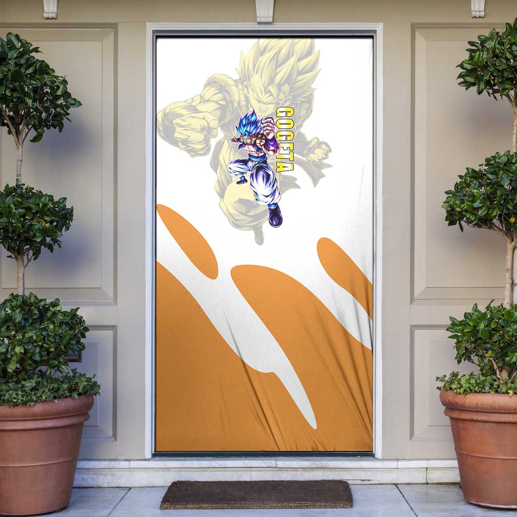 Gogeta Fusion Warrior Door Cover Energetic Anime Combat Style