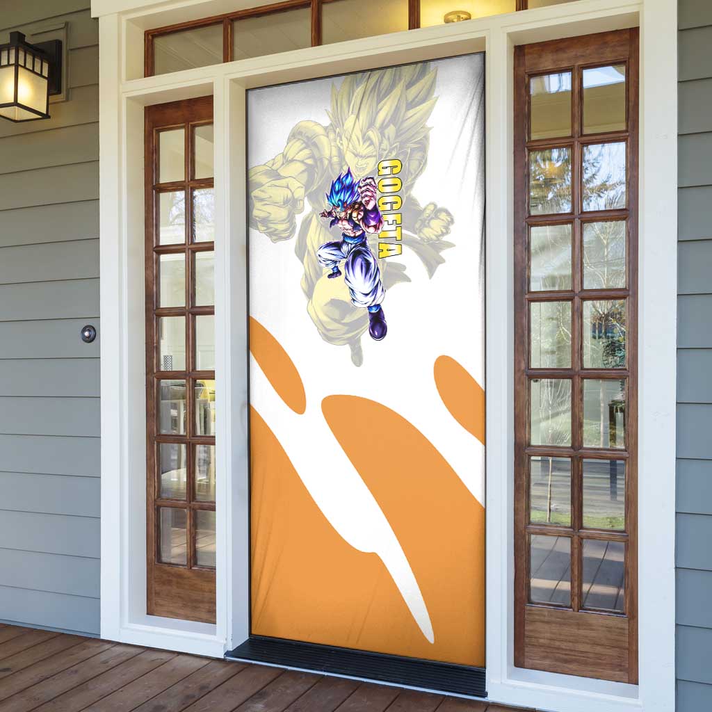 Gogeta Fusion Warrior Door Cover Energetic Anime Combat Style