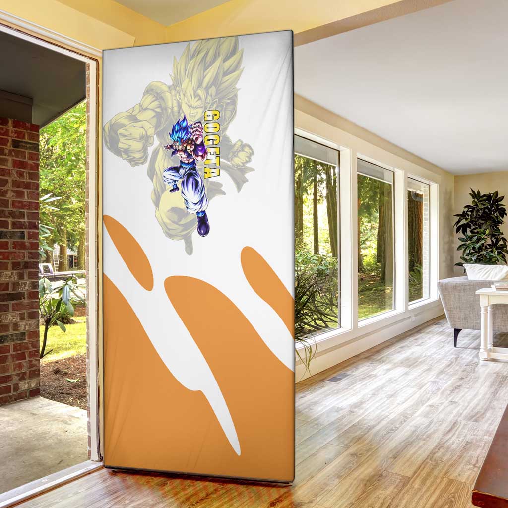 Gogeta Fusion Warrior Door Cover Energetic Anime Combat Style