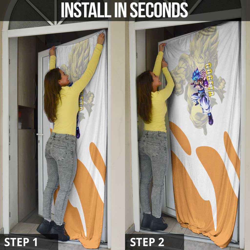 Gogeta Fusion Warrior Door Cover Energetic Anime Combat Style