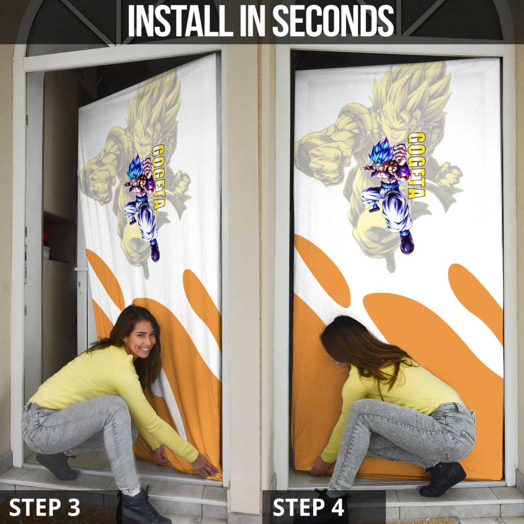 Gogeta Fusion Warrior Door Cover Energetic Anime Combat Style