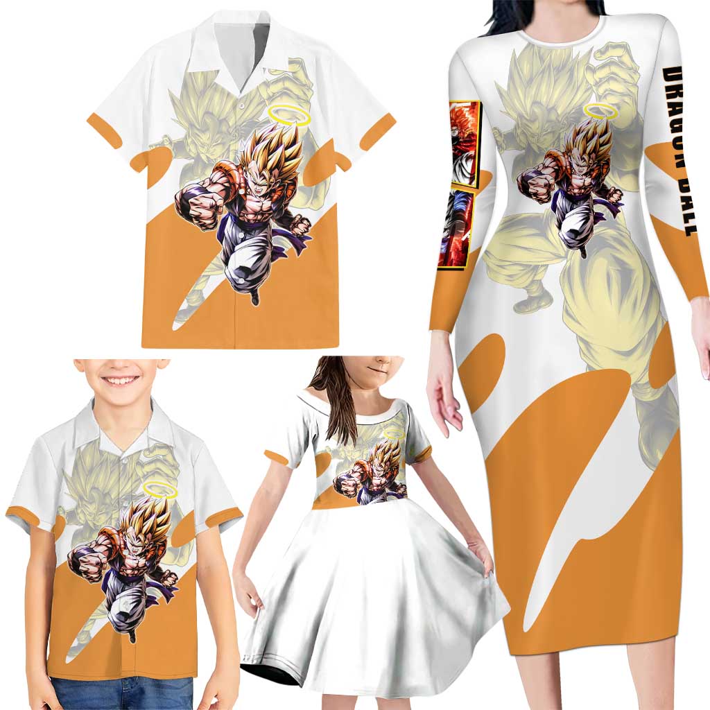 Gogeta Fusion Warrior Family Matching Long Sleeve Bodycon Dress and Hawaiian Shirt Energetic Anime Combat Style