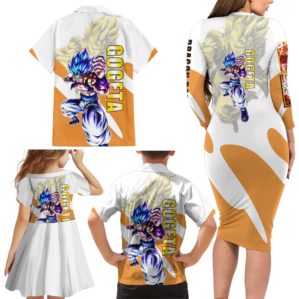 Gogeta Fusion Warrior Family Matching Long Sleeve Bodycon Dress and Hawaiian Shirt Energetic Anime Combat Style