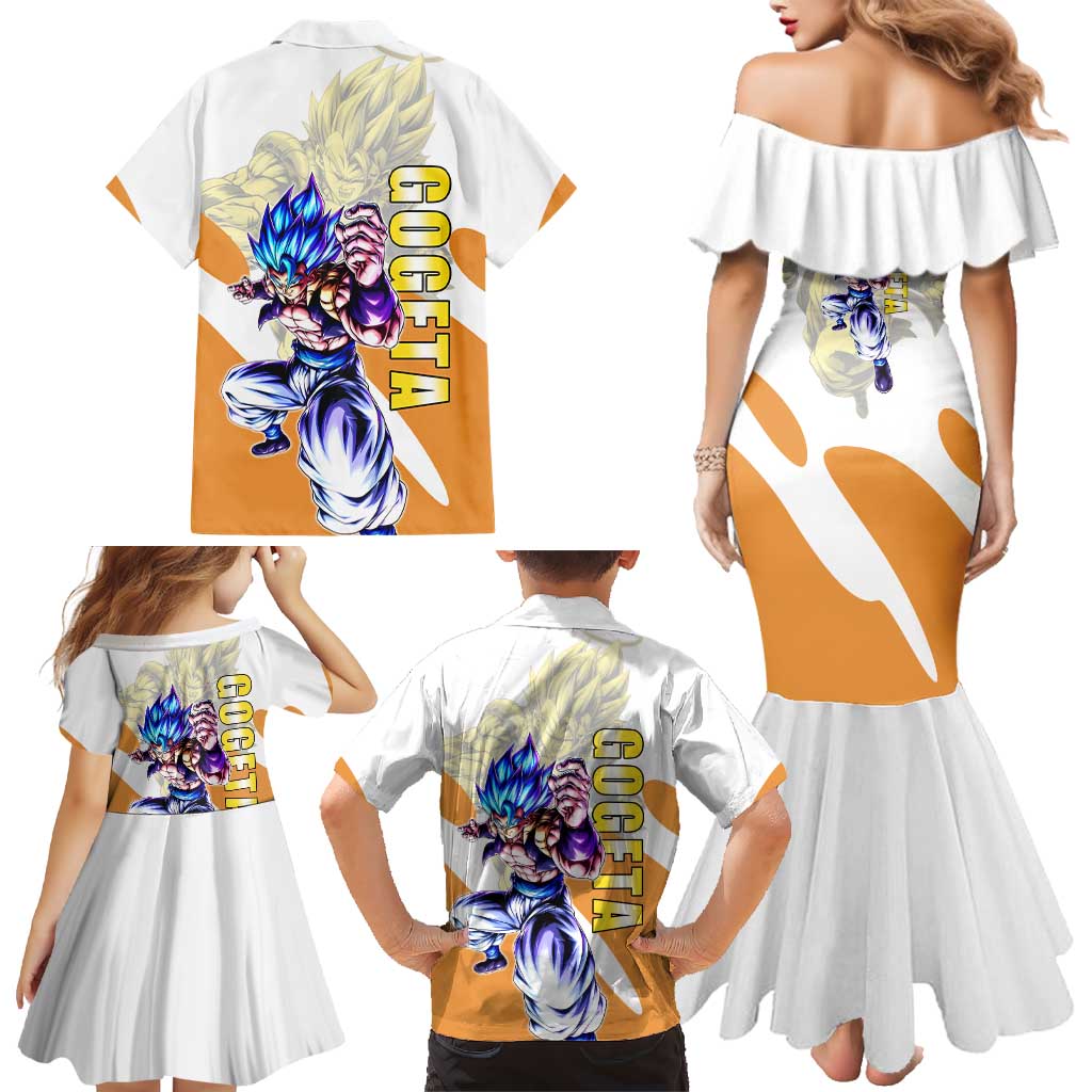 Gogeta Fusion Warrior Family Matching Mermaid Dress and Hawaiian Shirt Energetic Anime Combat Style