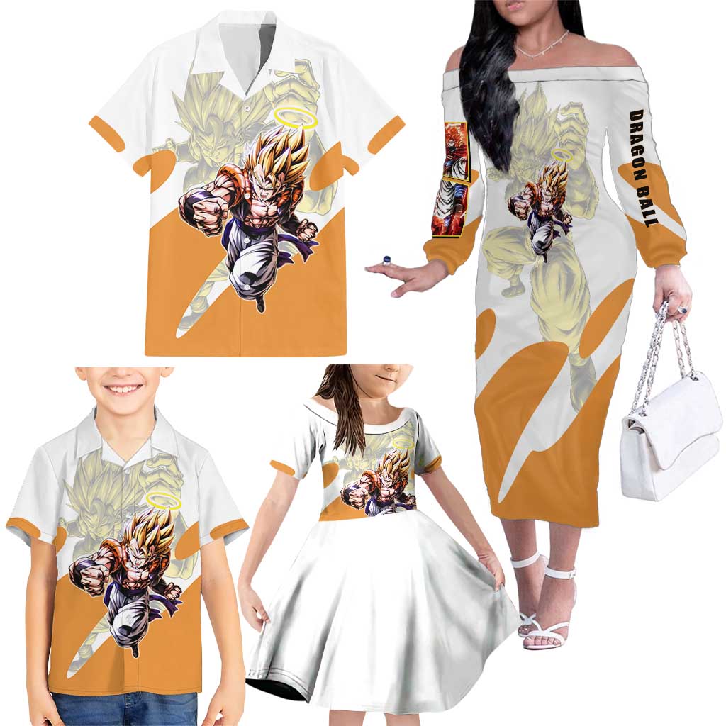 Gogeta Fusion Warrior Family Matching Off The Shoulder Long Sleeve Dress and Hawaiian Shirt Energetic Anime Combat Style