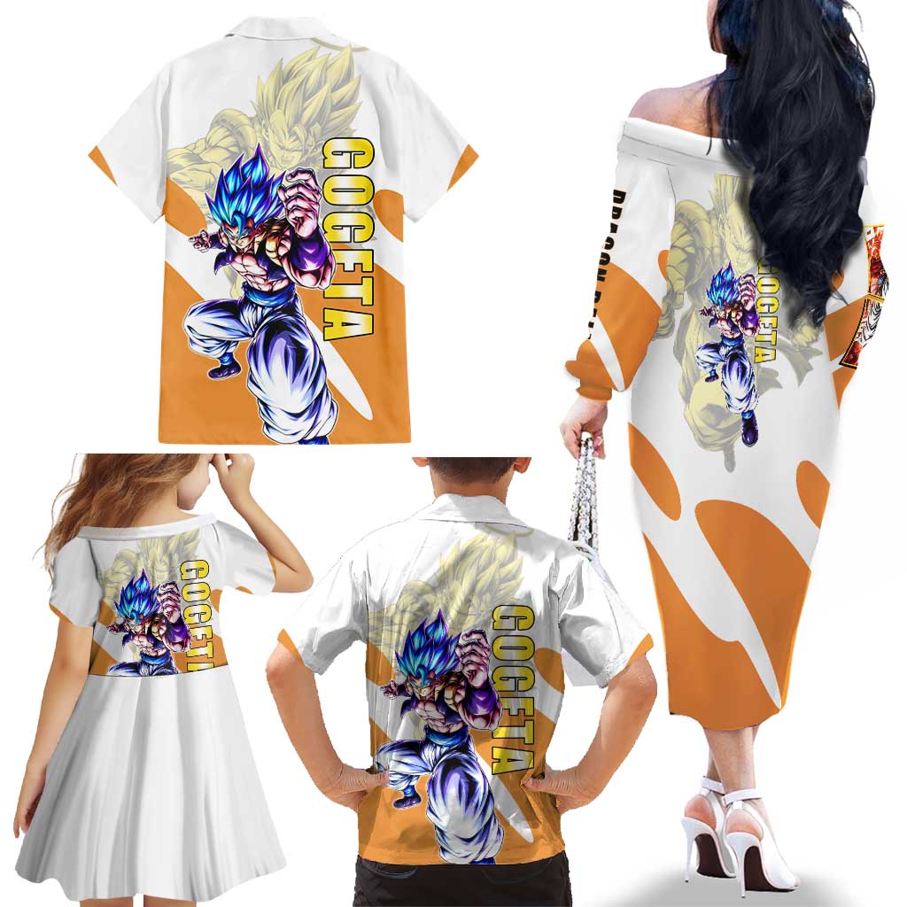 Gogeta Fusion Warrior Family Matching Off The Shoulder Long Sleeve Dress and Hawaiian Shirt Energetic Anime Combat Style