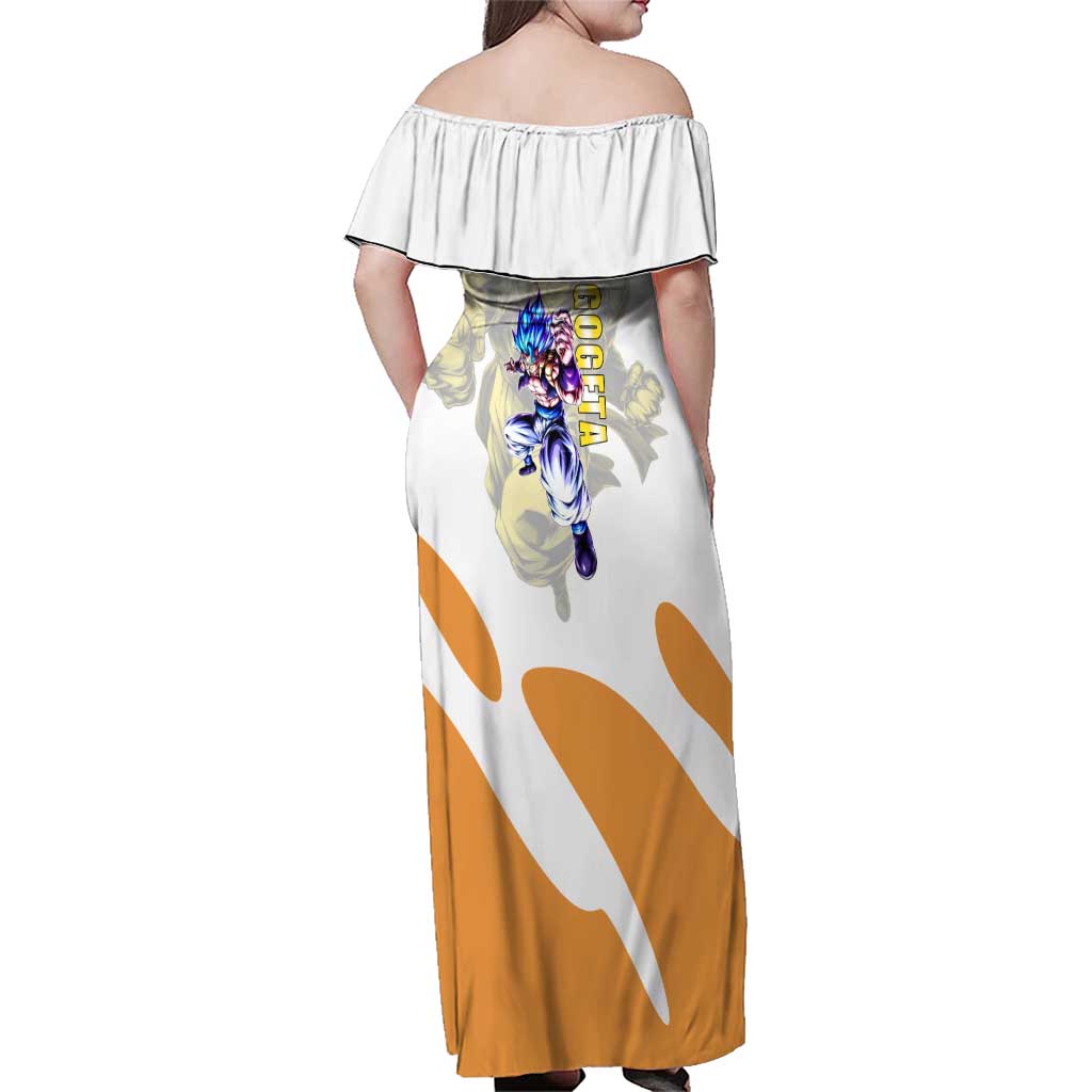 Gogeta Fusion Warrior Family Matching Off Shoulder Maxi Dress and Hawaiian Shirt Energetic Anime Combat Style