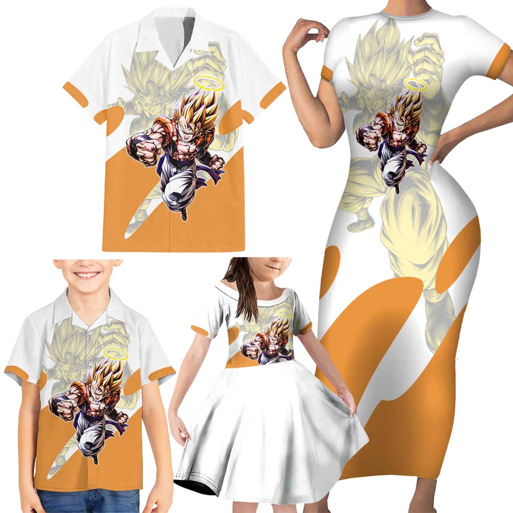 Gogeta Fusion Warrior Family Matching Short Sleeve Bodycon Dress and Hawaiian Shirt Energetic Anime Combat Style
