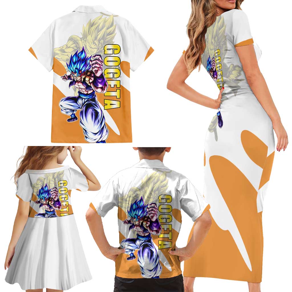 Gogeta Fusion Warrior Family Matching Short Sleeve Bodycon Dress and Hawaiian Shirt Energetic Anime Combat Style