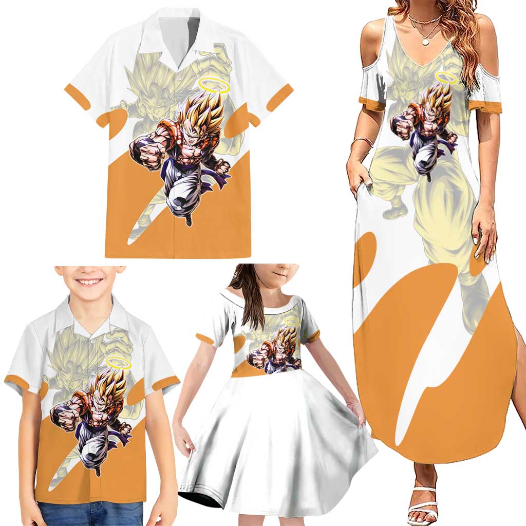 Gogeta Fusion Warrior Family Matching Summer Maxi Dress and Hawaiian Shirt Energetic Anime Combat Style