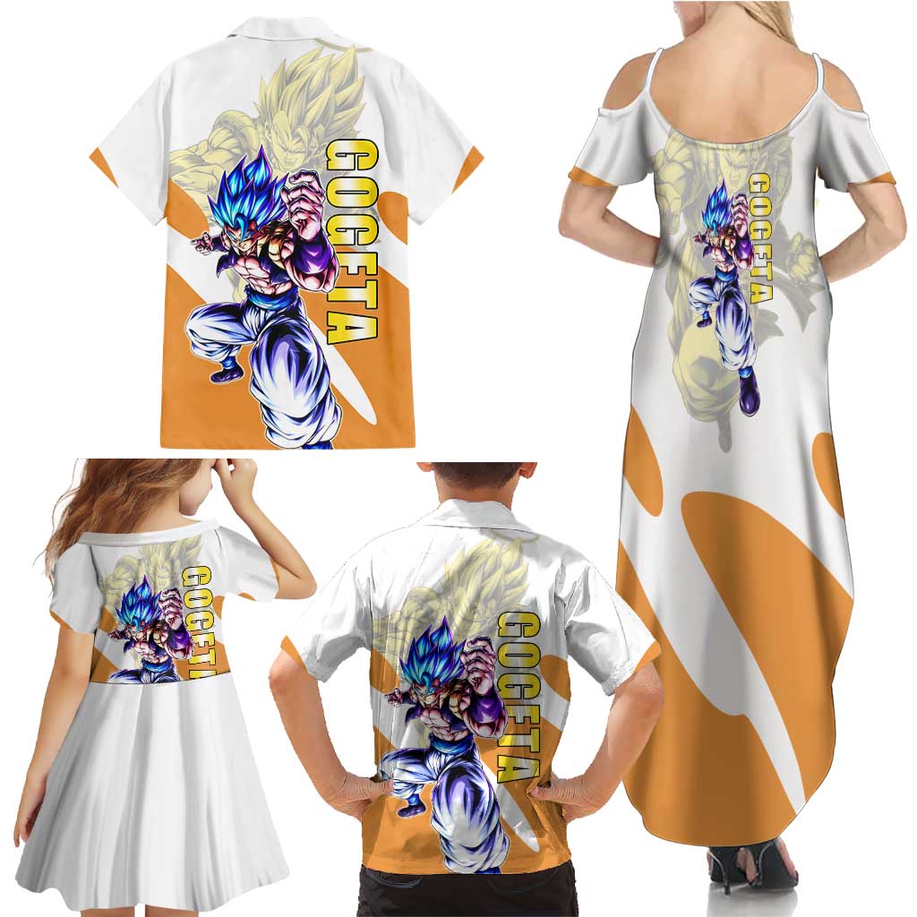 Gogeta Fusion Warrior Family Matching Summer Maxi Dress and Hawaiian Shirt Energetic Anime Combat Style