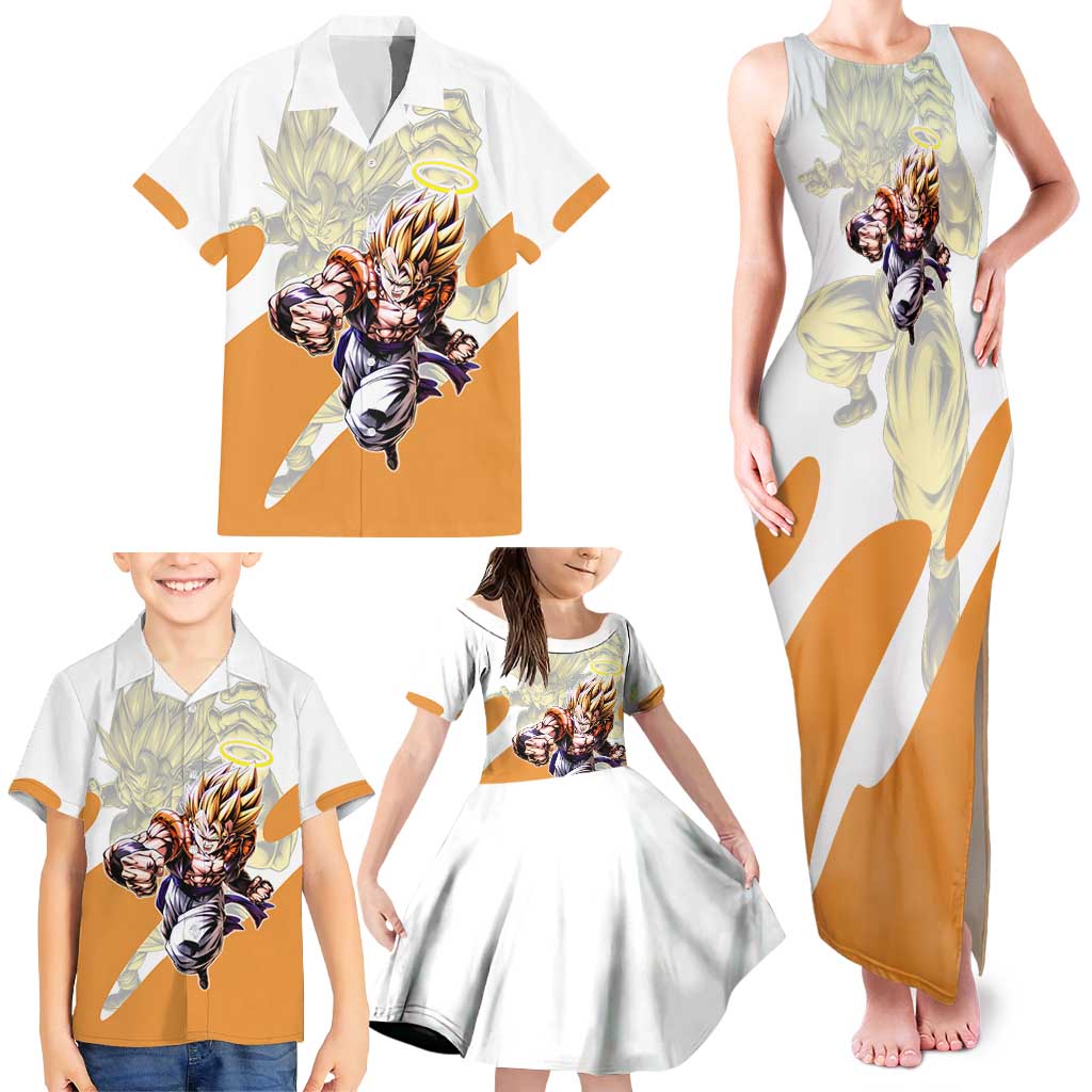 Gogeta Fusion Warrior Family Matching Tank Maxi Dress and Hawaiian Shirt Energetic Anime Combat Style