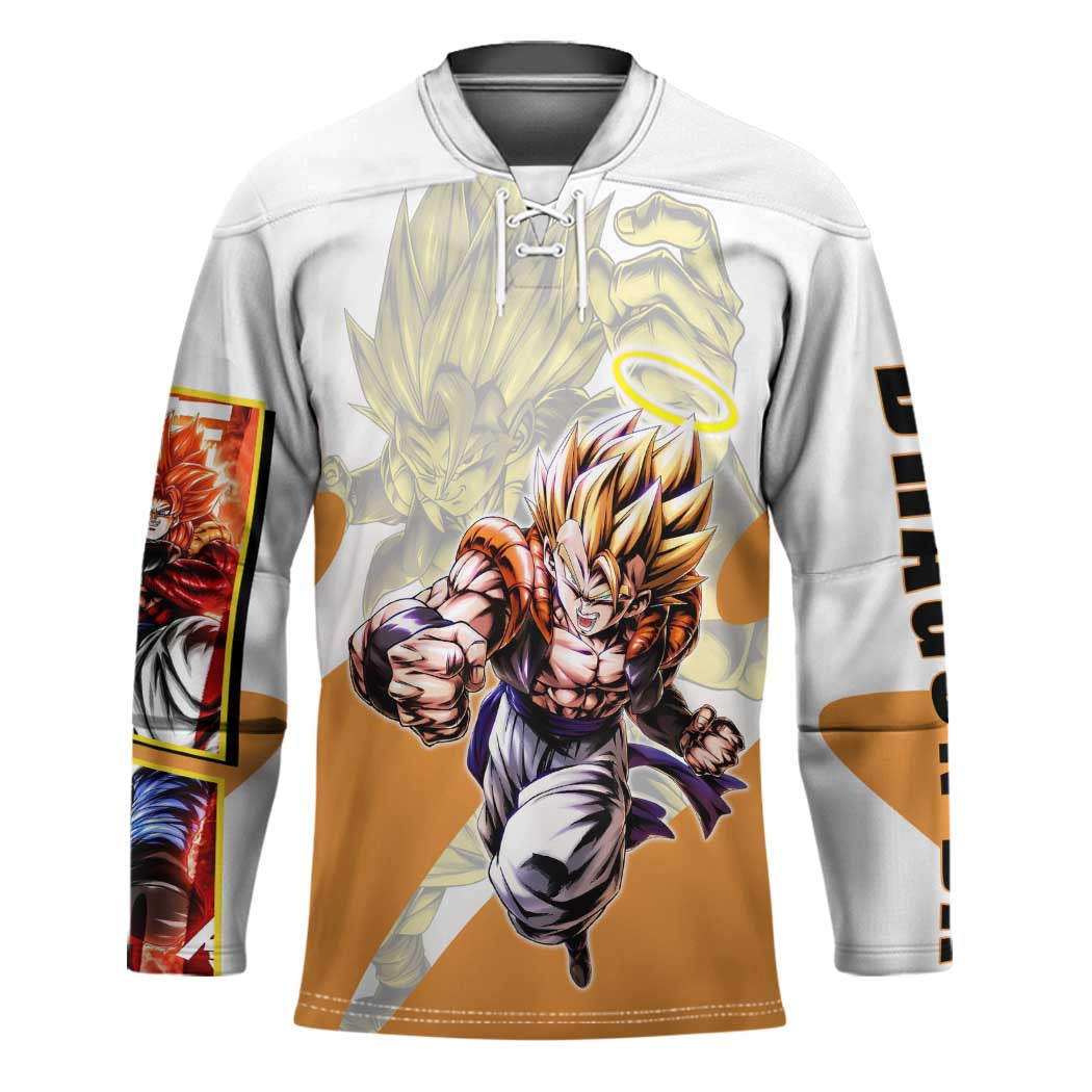 Gogeta Fusion Warrior Hockey Jersey Energetic Anime Combat Style