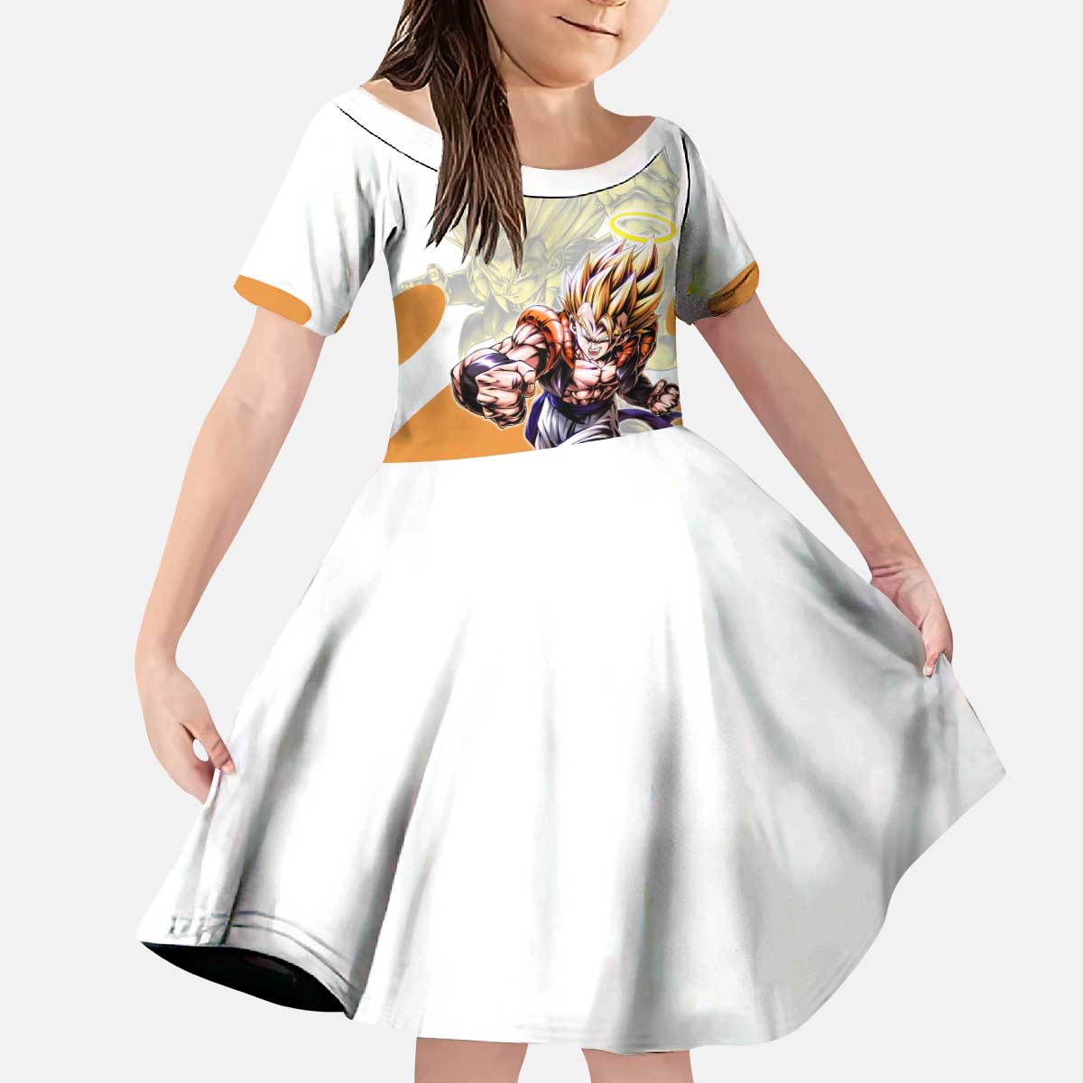 Gogeta Fusion Warrior Kid Short Sleeve Dress Energetic Anime Combat Style