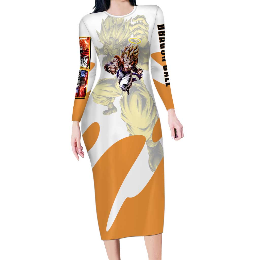 Gogeta Fusion Warrior Long Sleeve Bodycon Dress Energetic Anime Combat Style