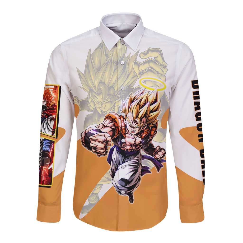 Gogeta Fusion Warrior Long Sleeve Button Shirt Energetic Anime Combat Style