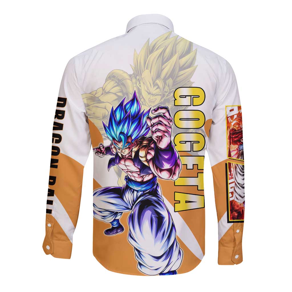 Gogeta Fusion Warrior Long Sleeve Button Shirt Energetic Anime Combat Style