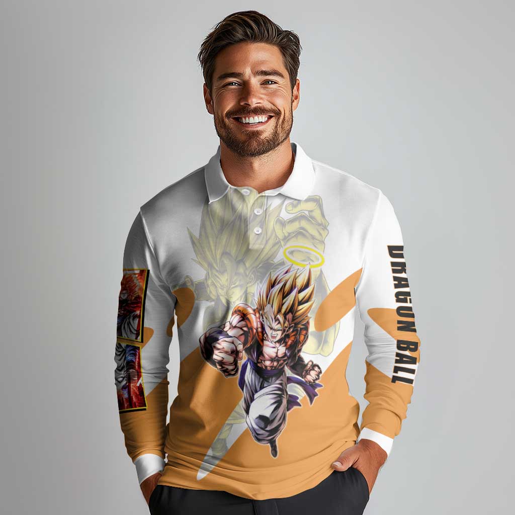 Gogeta Fusion Warrior Long Sleeve Polo Shirt Energetic Anime Combat Style