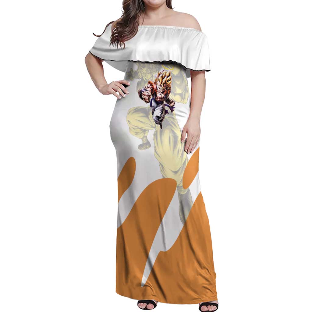 Gogeta Fusion Warrior Off Shoulder Maxi Dress Energetic Anime Combat Style