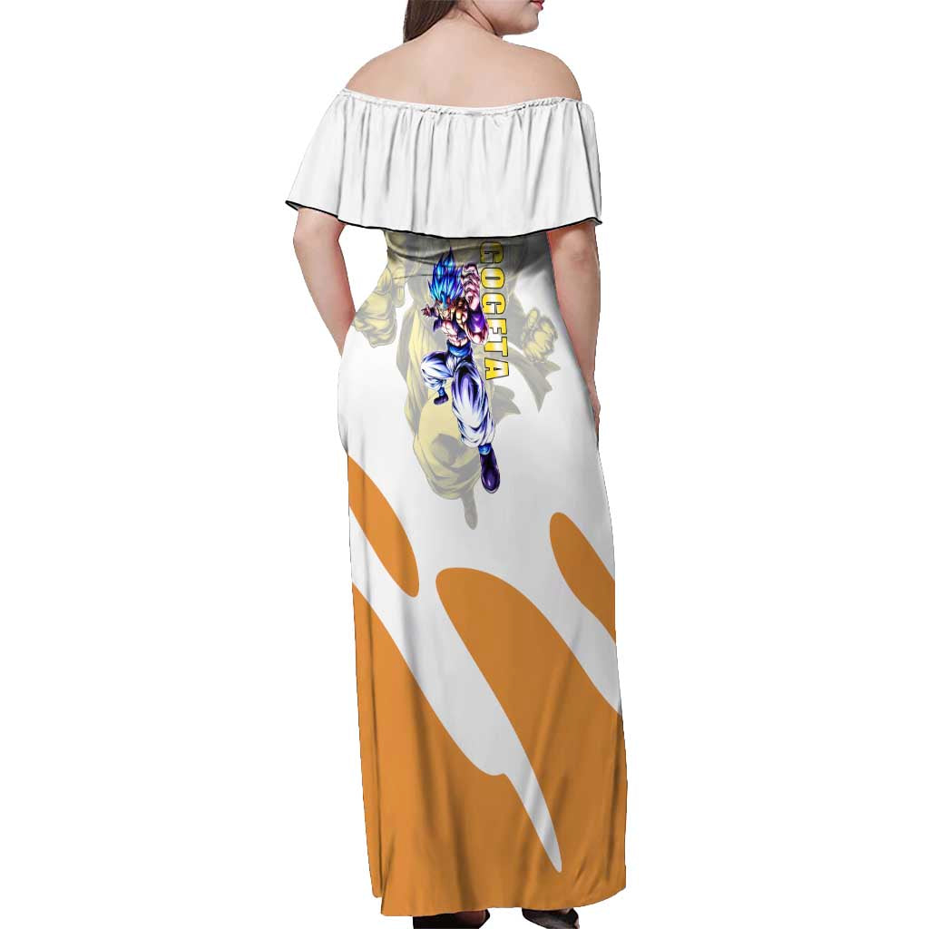Gogeta Fusion Warrior Off Shoulder Maxi Dress Energetic Anime Combat Style