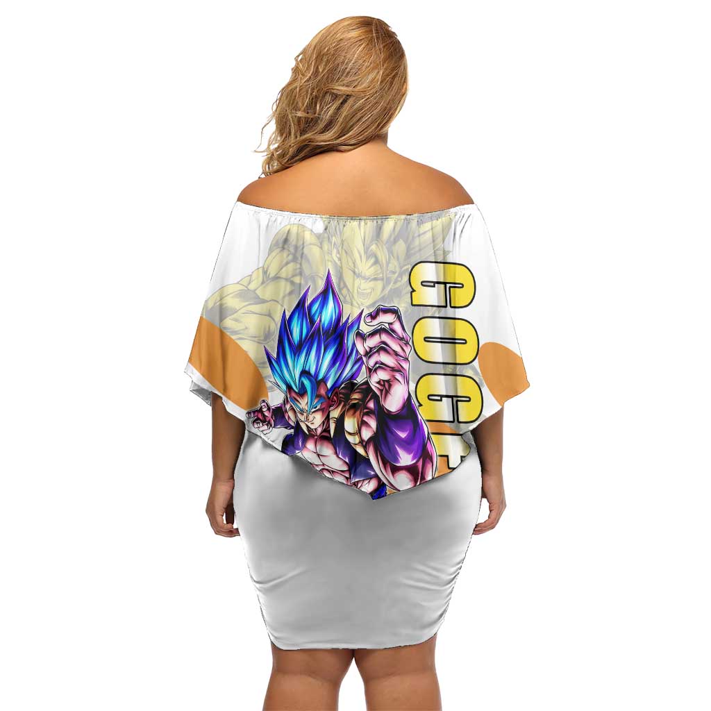Gogeta Fusion Warrior Off Shoulder Short Dress Energetic Anime Combat Style