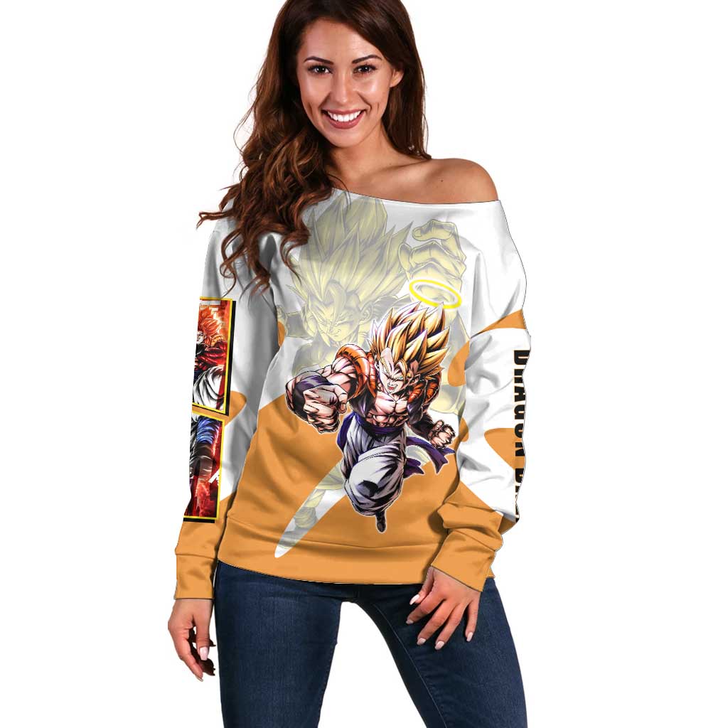 Gogeta Fusion Warrior Off Shoulder Sweater Energetic Anime Combat Style