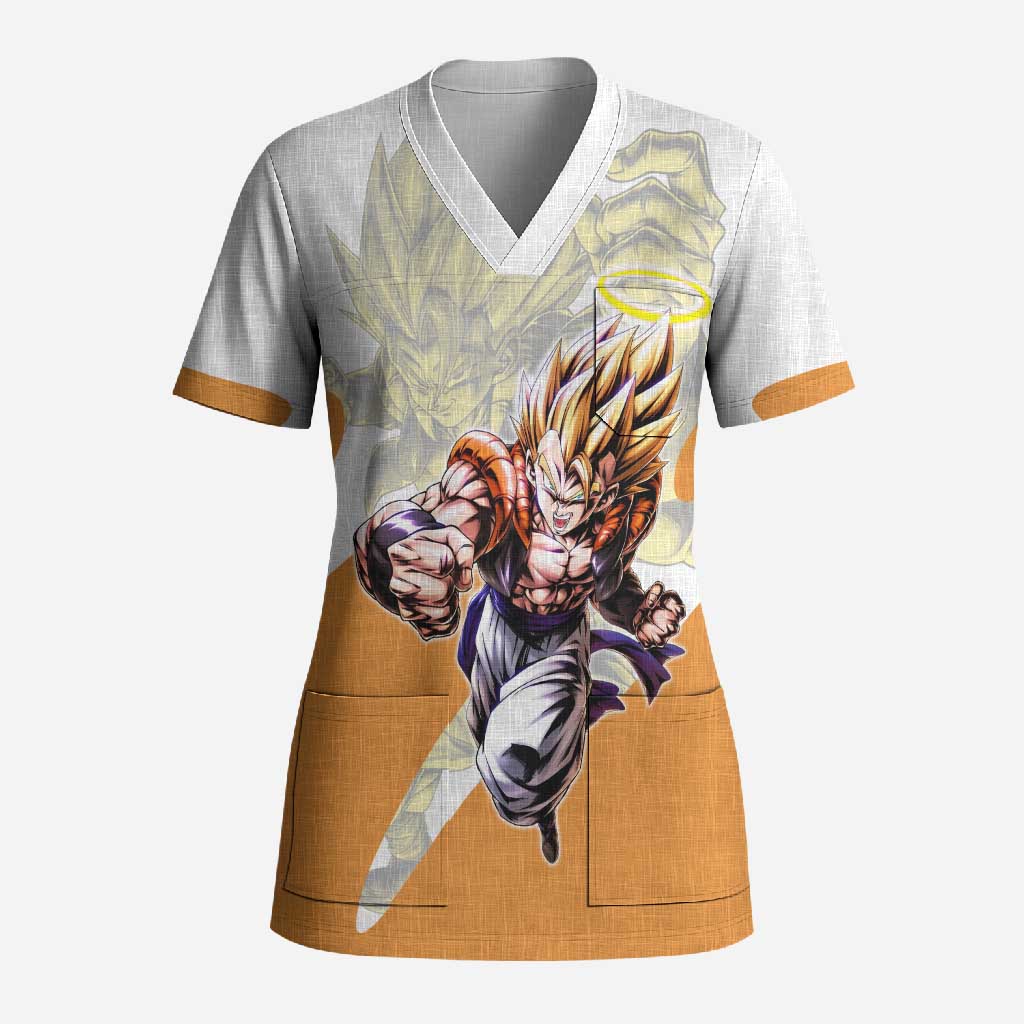Gogeta Fusion Warrior Scrub Top Energetic Anime Combat Style