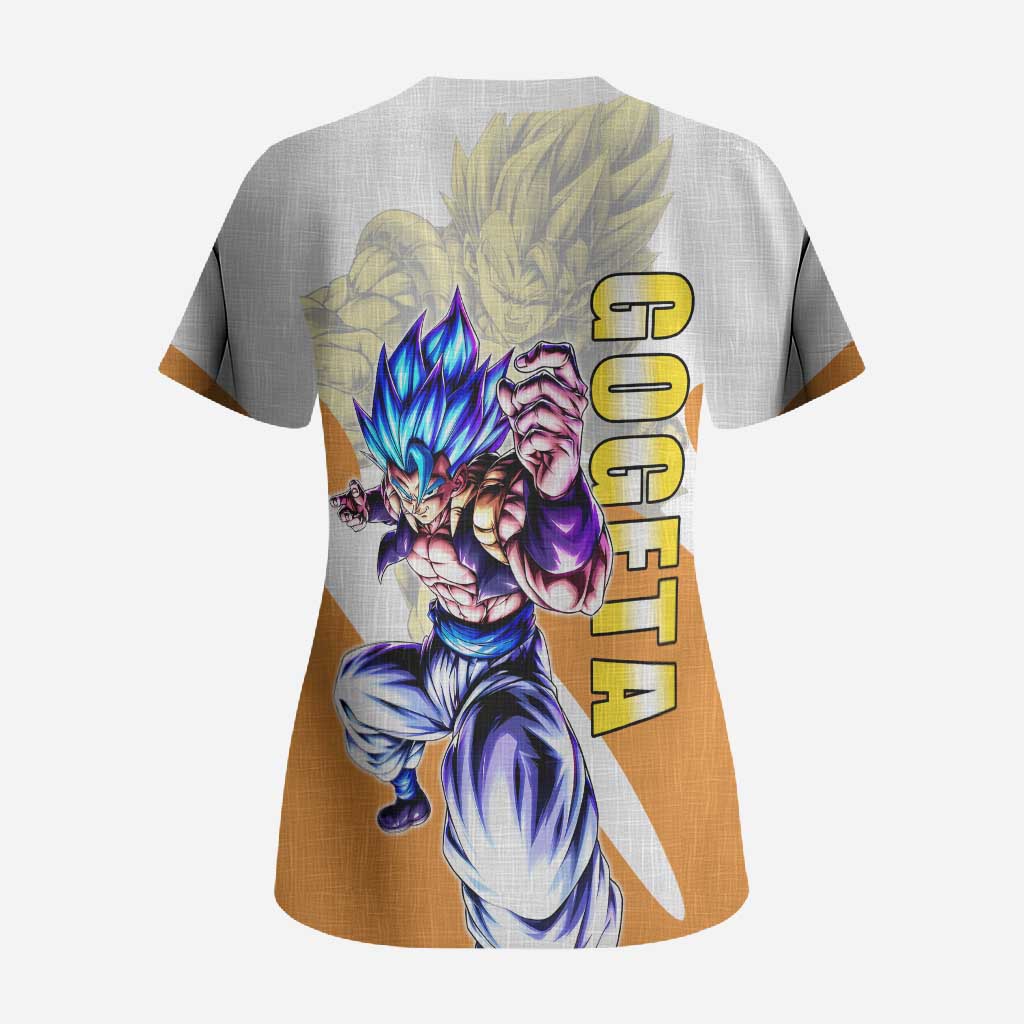 Gogeta Fusion Warrior Scrub Top Energetic Anime Combat Style