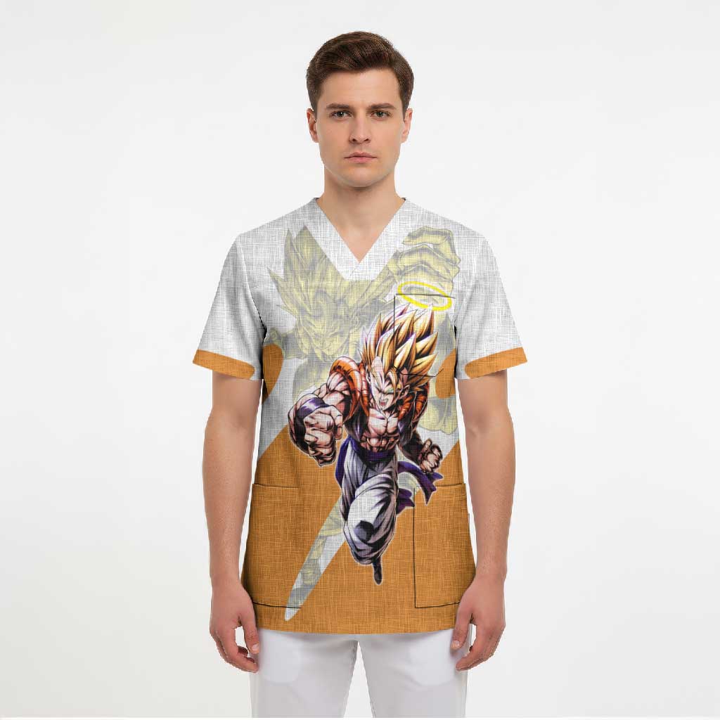 Gogeta Fusion Warrior Scrub Top Energetic Anime Combat Style