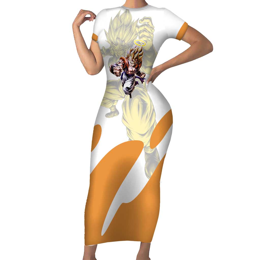 Gogeta Fusion Warrior Short Sleeve Bodycon Dress Energetic Anime Combat Style