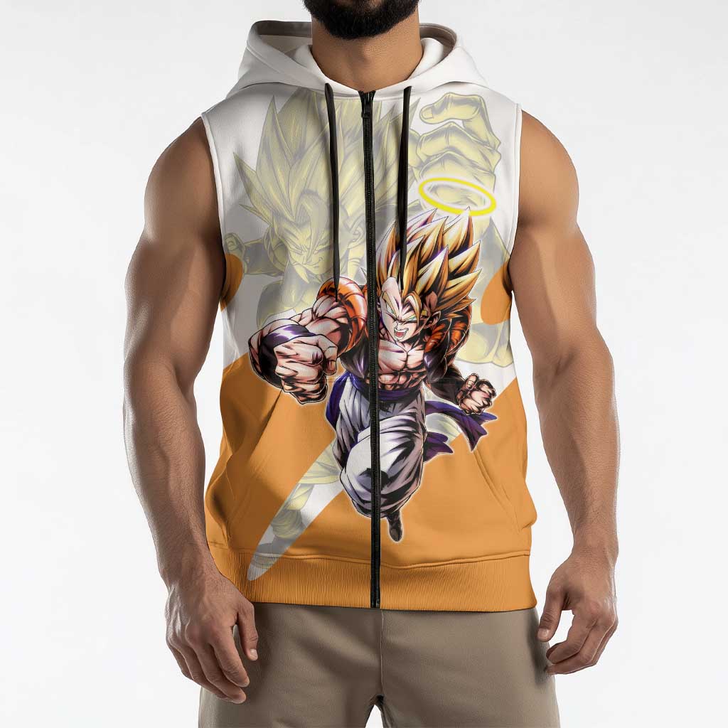Gogeta Fusion Warrior Sleeveless Zip Hoodie Energetic Anime Combat Style