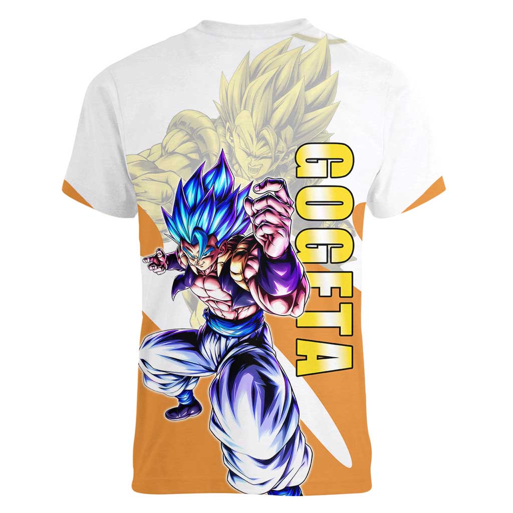 Gogeta Fusion Warrior Women V-Neck T-Shirt Energetic Anime Combat Style
