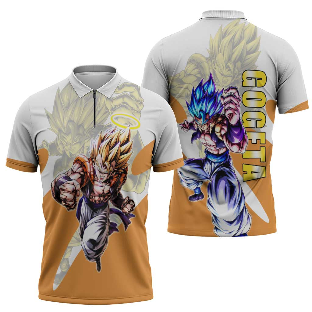 Gogeta Fusion Warrior Zipper Polo Shirt Energetic Anime Combat Style