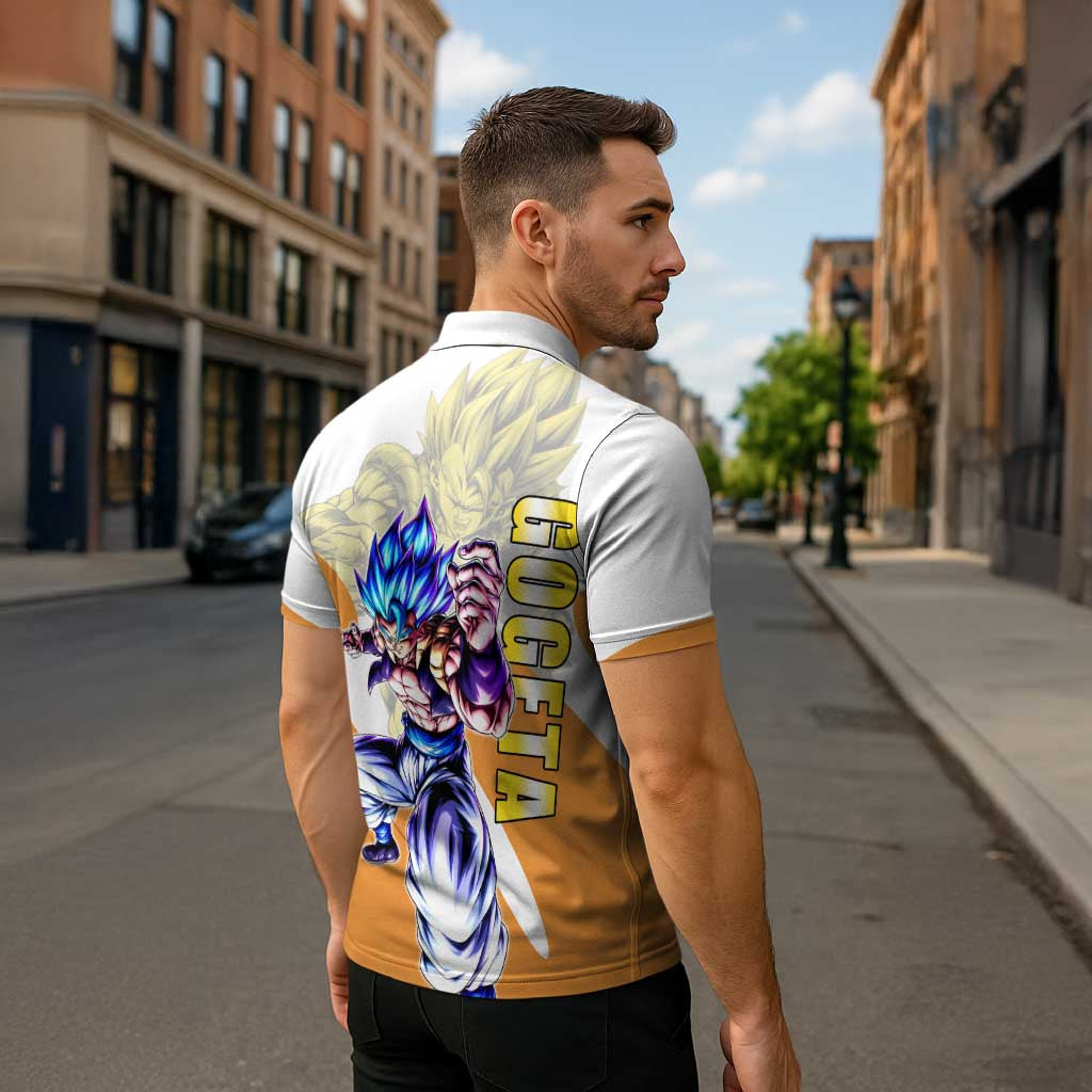 Gogeta Fusion Warrior Zipper Polo Shirt Energetic Anime Combat Style