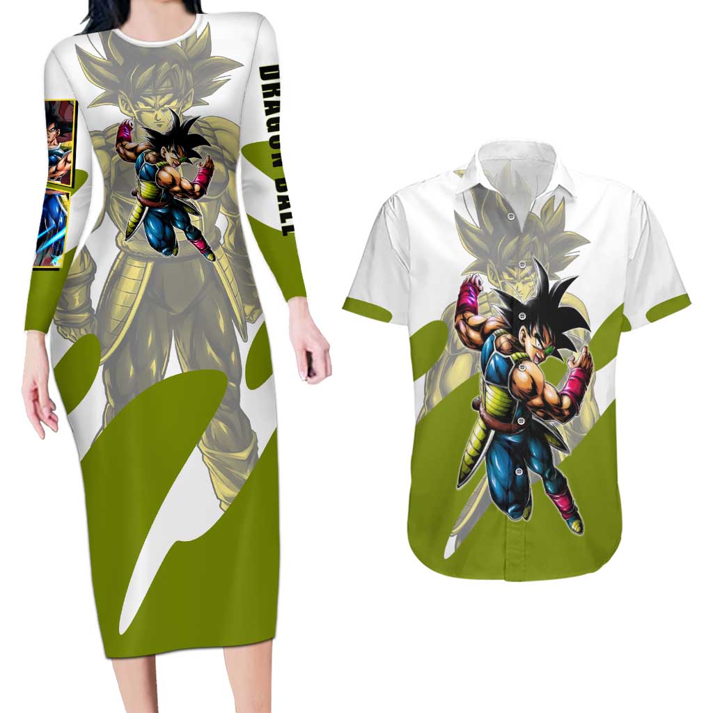 Bardock Saiyan Legacy Couples Matching Long Sleeve Bodycon Dress and Hawaiian Shirt Classic Anime Battle Style