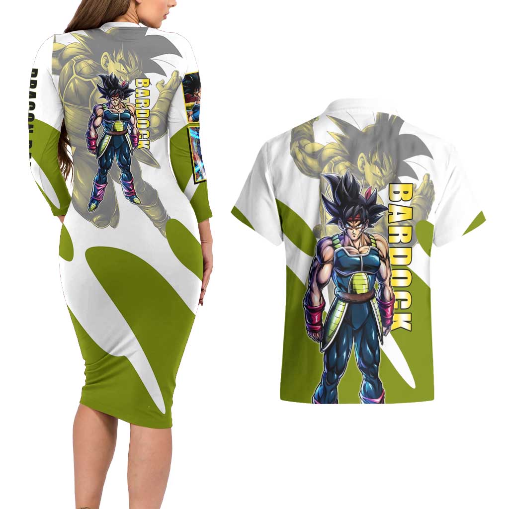 Bardock Saiyan Legacy Couples Matching Long Sleeve Bodycon Dress and Hawaiian Shirt Classic Anime Battle Style