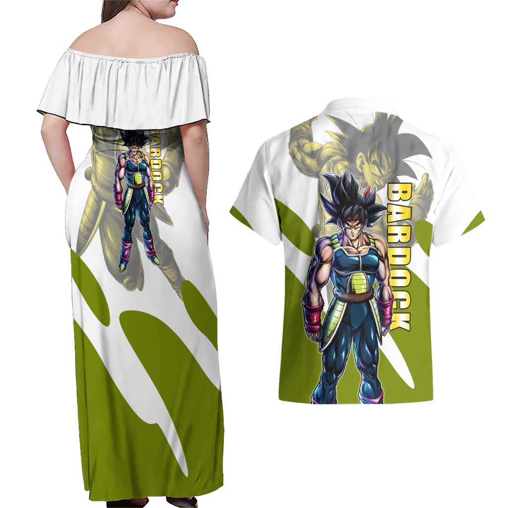 Bardock Saiyan Legacy Couples Matching Off Shoulder Maxi Dress and Hawaiian Shirt Classic Anime Battle Style
