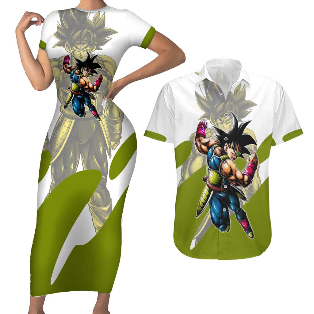 Bardock Saiyan Legacy Couples Matching Short Sleeve Bodycon Dress and Hawaiian Shirt Classic Anime Battle Style