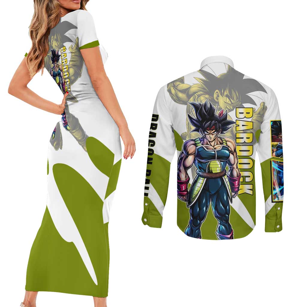 Bardock Saiyan Legacy Couples Matching Short Sleeve Bodycon Dress and Long Sleeve Button Shirt Classic Anime Battle Style